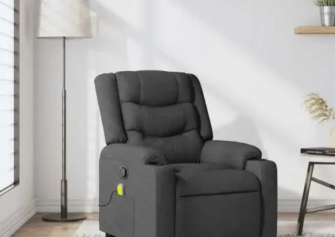 Fotoliu de masaj rabatabil, gri închis, material textil - 1/5