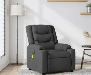 vidaXL Fotoliu de masaj rabatabil, gri închis, material textil