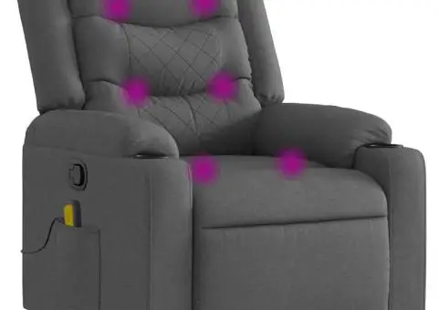 Fotoliu de masaj rabatabil, gri închis, material textil - 2/5