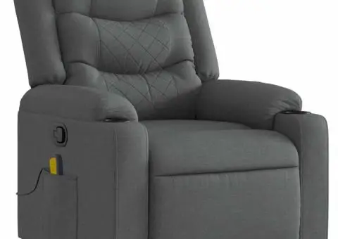 Fotoliu de masaj rabatabil, gri închis, material textil - 3/5