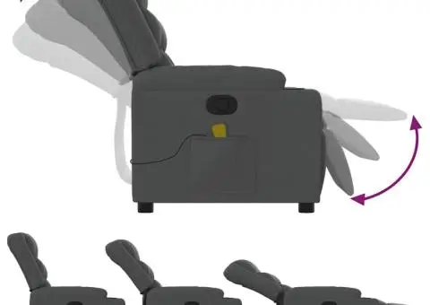 Fotoliu de masaj rabatabil, gri închis, material textil - 5/5