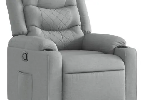 Fotoliu rabatabil, gri deschis, material textil - 2/5