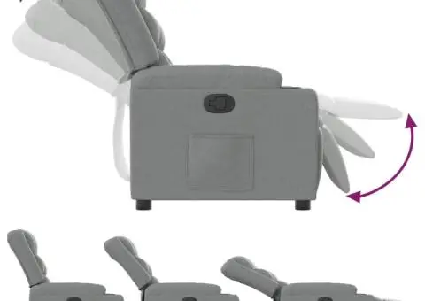 Fotoliu rabatabil, gri deschis, material textil - 4/5