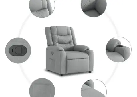 Fotoliu rabatabil, gri deschis, material textil - 5/5