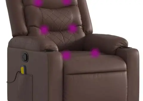 Fotoliu de masaj rabatabil, maro, piele ecologică - 2/5