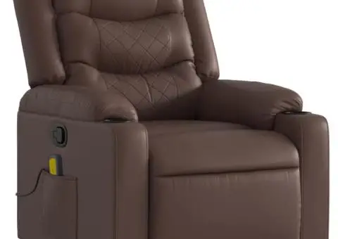 Fotoliu de masaj rabatabil, maro, piele ecologică - 3/5