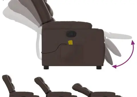 Fotoliu de masaj rabatabil, maro, piele ecologică - 5/5