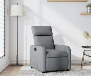 vidaXL Fotoliu rabatabil, gri deschis, material textil
