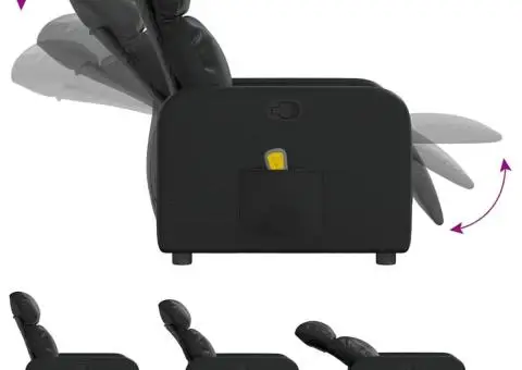 Fotoliu rabatabil cu masaj, negru, piele ecologică - 5/5