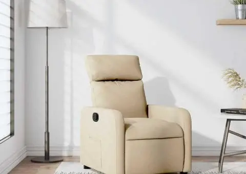 Fotoliu rabatabil, crem, material textil - 1/5