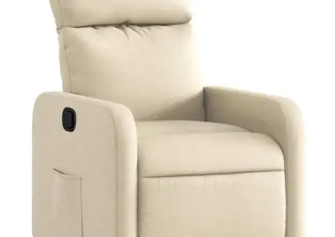 Fotoliu rabatabil, crem, material textil - 2/5