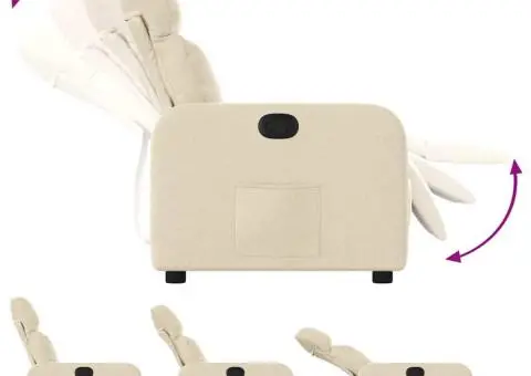 Fotoliu rabatabil, crem, material textil - 4/5