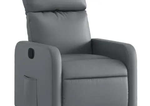 Fotoliu rabatabil, gri, piele ecologică - 2/5