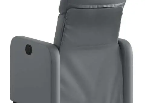 Fotoliu rabatabil, gri, piele ecologică - 3/5