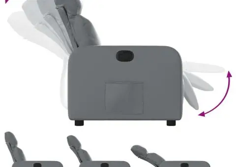 Fotoliu rabatabil, gri, piele ecologică - 4/5