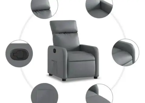 Fotoliu rabatabil, gri, piele ecologică - 5/5