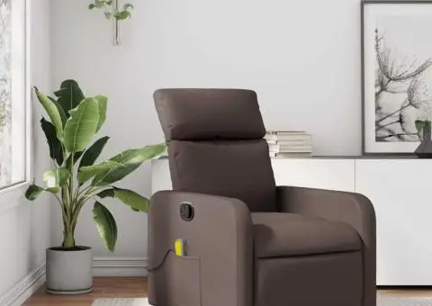 Fotoliu de masaj rabatabil, maro, piele ecologică - 1/5