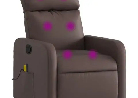 Fotoliu de masaj rabatabil, maro, piele ecologică - 2/5