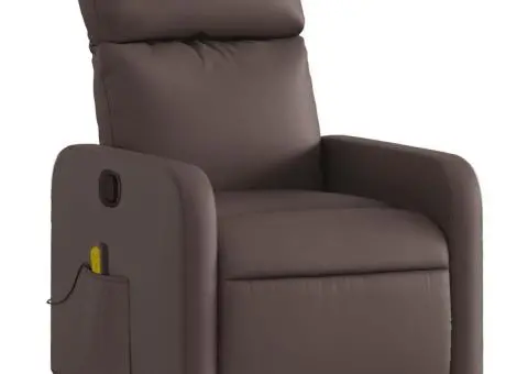 Fotoliu de masaj rabatabil, maro, piele ecologică - 3/5