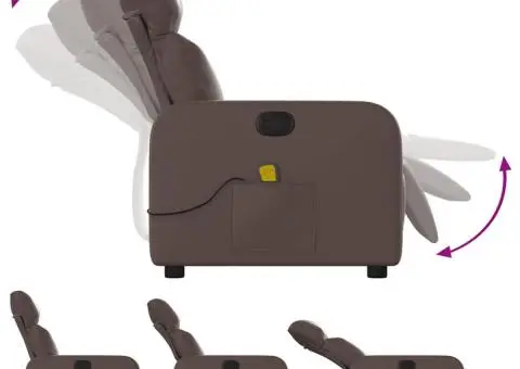 Fotoliu de masaj rabatabil, maro, piele ecologică - 5/5