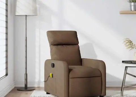 Fotoliu de masaj rabatabil, maro, material textil - 1/5