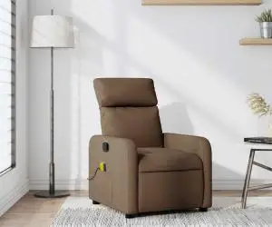 vidaXL Fotoliu de masaj rabatabil, maro, material textil