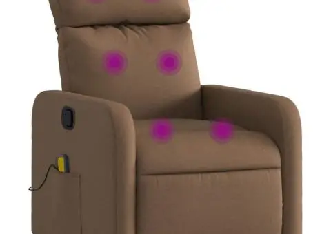 Fotoliu de masaj rabatabil, maro, material textil - 2/5