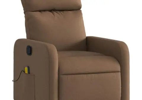 Fotoliu de masaj rabatabil, maro, material textil - 3/5