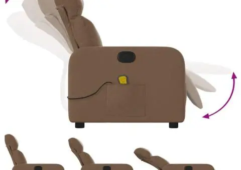 Fotoliu de masaj rabatabil, maro, material textil - 5/5