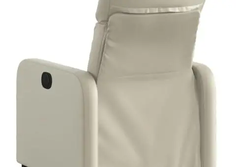 Fotoliu rabatabil, crem, piele ecologică - 3/5