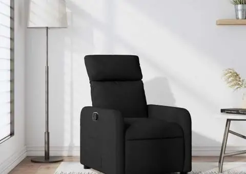 Fotoliu rabatabil, negru, material textil - 1/5