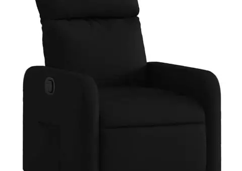 Fotoliu rabatabil, negru, material textil - 2/5