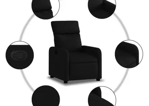 Fotoliu rabatabil, negru, material textil - 5/5