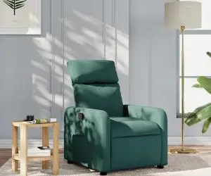 vidaXL Fotoliu rabatabil, verde închis, material textil