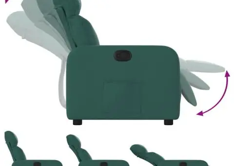 Fotoliu rabatabil, verde închis, material textil - 4/5