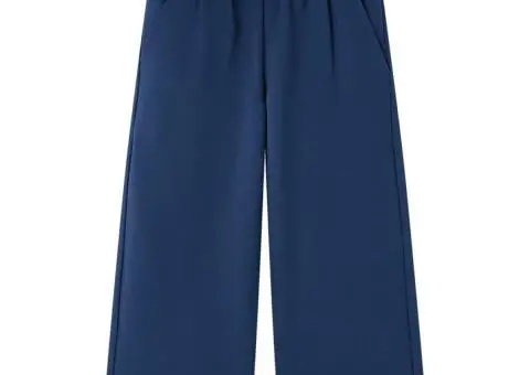 Pantaloni pentru copii cu picioare largi, bleumarin, 128 - 1/5