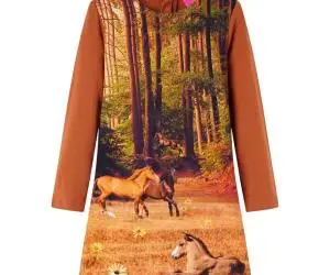 Rochie pentru copii cu mâneci lungi, coniac, 104