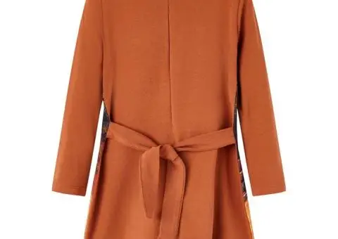 Rochie pentru copii cu mâneci lungi, coniac, 104 - 2/5