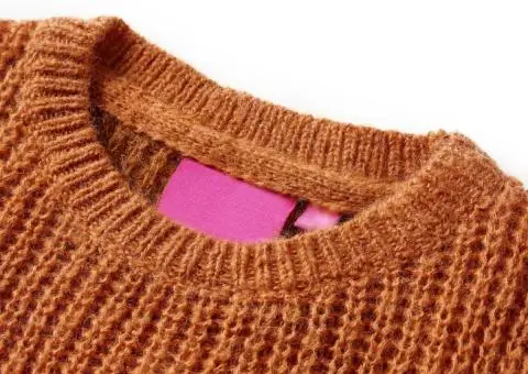 Pulover pentru copii tricotat, coniac, 92 - 3/5
