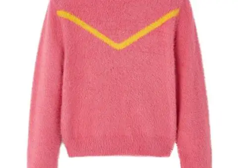 Pulover pentru copii tricotat, roz antichizat, 140 - 1/5