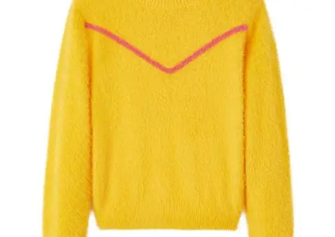 Pulover pentru copii tricotat, ocru închis, 116 - 1/5