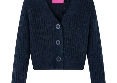 Cardigan pentru copii tricotat, bleumarin, 116 - 1/5