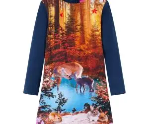 Rochie cu mâneci lungi pentru copii, bleumarin, 140