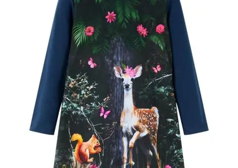 Rochie cu mâneci lungi pentru copii, bleumarin, 92 - 1/5