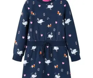 Rochie pentru copii cu mâneci lungi, bleumarin, 128