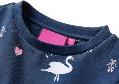 Rochie pentru copii cu mâneci lungi, bleumarin, 128 - 3/5