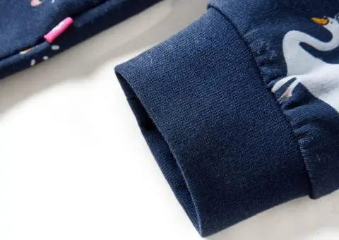 Rochie pentru copii cu mâneci lungi, bleumarin, 128 - 5/5