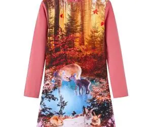Rochie copii cu mâneci lungi, roz antichizat, 104