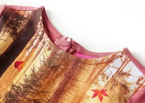 Rochie copii cu mâneci lungi, roz antichizat, 104 - 3/5