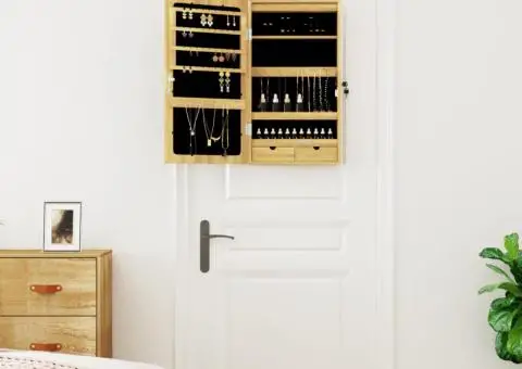 Dulap de bijuterii cu oglindă și lumini LED, montaj pe perete - 3/5